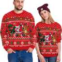Colorful House Unisex's Ugly Christmas Jumper Sweater Printed Pullover,3D Funny Digital Print Sweatshirt Suit for Men Woman (Red)