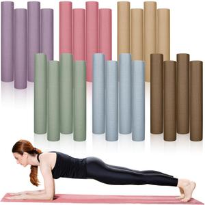 Timgle 24 Pack 68" x 24" Yoga Mat Bulk, 4mm Thick Extra Long Sports Mat Anti Slip Tear Resistant Yoga Exercise Set for Fitness Stretching Home Workout Gym and Studio (blue, pink, green, purple, brown, khaki)