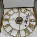 Large Modern Metal Wall Clocks Rustic Round Silent Non Ticking Battery Operated Roman Numerals Clock for Living Room/Bedroom/Kitchen Wall Decor-(Gold, 40cm) (16 Inch)