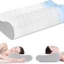 Memory Foam Pillow for Neck Pain, CertiPUR-US Cervical Neck Pillow with Dual-Height Design, Cooling Cover, 3D Ergonomic Support & Odor-Free Tech for Side/Back/Stomach Sleepers (White) (Wave White)