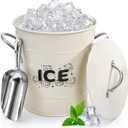 YOUEON 4L Ice Bucket with Scoop and Lid, White Galvanized Steel Beverage Tub with Handles, Double Wall Insulated Wine Champagne Beer Chiller for Party, BBQ, Camping, Indoor Outdoor Use