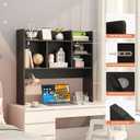Desk Hutch with 6 Shelves, Desktop Organizer Shelf for Office Dorm, Black