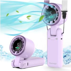 Portable Handheld Turbo Fan, 5-Speed Personal Fans, 5000mAh Rechargeable Fans Up to 12 Hours, Weight only 0.6lb Small Fan, Hand/Neck/Desk Fan 3 IN 1, Beach Vacation Essentials(Purple)