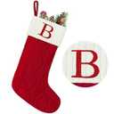 Senneny Christmas Stockings with Initials, 20” Large Embroidered Monogram Knitted Stockings for Family, Kids, Xmas Holiday Party Gifts & Decoration for Fireplace, Letter B