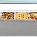 VEVOR Commercial Food Warmer, 1500W Electric Stainless Steel Steam Food Warmer with Glass Cover, 6 x 1/3 Size Pans Buffet Bain Marie with Soup & Perforated Ladles, for Catering, Restaurant & Party