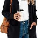 TASAMO Womens Color Block Striped Draped Kimono Cardigan Long Sleeve Open Front Casual Knit Sweaters Coat Soft Outwear Small
