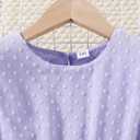 Girl Summer Dress Polka Dot Casual A-line Flutter Ruffle Sleeve Double Layer Flowy Dress 5-13 Years (Purple)