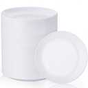 Nervure 100Pcs White Plastic Plates - 7.5inch Disposable White Dessert/Salad Plates - Heavy Duty Plastic Plate Ideal for Wedding & Party