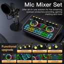 Podcast equipment bundle, with live sound card audio mixer, equipped with 3.5mm microphone, podcast microphone bundle for streaming content creation, recording, singing, and live broadcasting