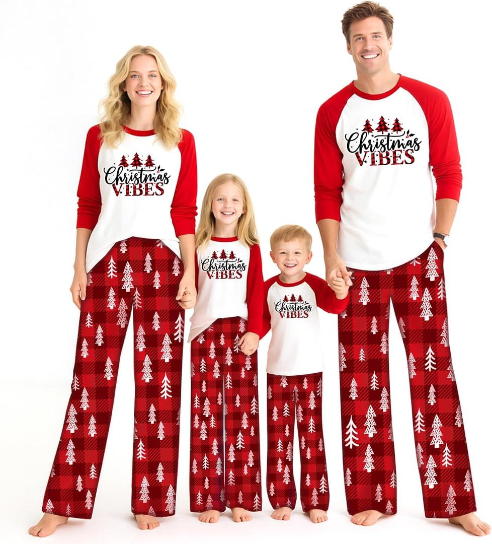 Matching Christmas Pajamas for Family Sets Holiday Jammies Sleepwear Christmas Pjs for Women Men Couples (XXL, Vibe)
