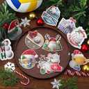 Syhood 36 Pcs Volleyball Christmas Ornaments Wooden Hanging Sports Ornaments Funny Tree Decorations Xmas Holiday Volleyball Gifts for Women Men Coaches Teammates Ball Lovers, 12 Styles