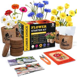 Indoor Daisy Garden Starter Kit with Gardening Tools - Jute Bags, Markers, Soil Disks and Shears, Home Gardening Gifts for Women Men Plant Lovers