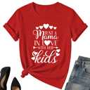 Valentines Mama Shirt for Women-Valentines Day Love Heart Short Sleeves Cute Mama Tee Tops (S)