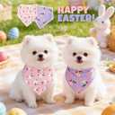 Dimidium 2-Pack Easter Dog Bandanas-Cute Purple Bunny & Pink Lamb Floral Print, Snap Button Adjustable Pet Scarf,for Easter Photos&Spring Outings for Small-Medium Breeds(5-30lbs)