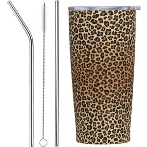 Cheetah Tumbler 20 OZ with Lid and Straw, Insulated Tumbler Mug Cup, Leopard Print Gifts for Men Women
