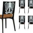 Halloween Chair Covers, Skeleton and Spider Design Chair Back Decor for Party, Halloween Home Decorations, Set of 4