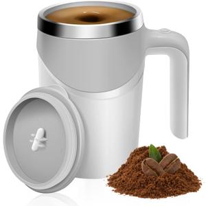 Ubitree Self Stirring Mug, 12oz Rechargeable Automatic Stirring Cup for Coffee, Tea, Hot Chocolate & Protein Shakes, Insulated Stainless Steel Travel Tumbler with Handle for Home, Office, Car & Gifts