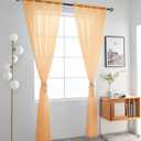 SpaceDresser Sheer Voile Window Treatment Rod Pocket Curtain Panels for Kitchen Bedroom Living Room Drapes Sunlight Filtering Privacy Semi Home Decor Assorted Colors Sizes (Beige, 52 W x 96 L)
