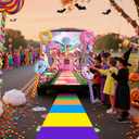 Halloween Candytown Trunk or Treat Decorations Kit Outdoor Candy Trunk or Treat Decoration with Sweet Candy Lollipop Banner Balloon Sticker for Suv Car Archway Garage Door Haunted House Party Supplies