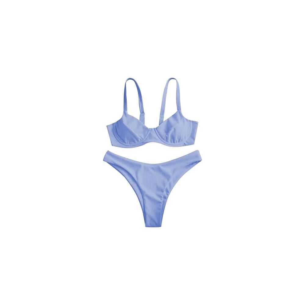 ZAFUL Women's Strapless Swimsuits Bikini Set S