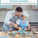Kids Cooking Set Real for Ages 8-12, Real Mini Kitchen Tools with Stove Burner & Safe Knife, Montessori Cooking Toys for Boys & Girls, Easy Beginner Cooking Gift Blue