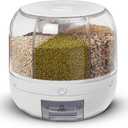 Grain and Rice Dispenser, 8 Quarts Rotating 360 Kitchen Dry Food Storage Container with 6 Compartments, Easy Disassembly for Cleaning, Compact Design
