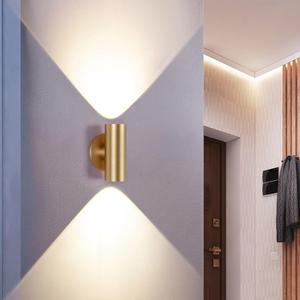 Tubicen Movie Theater Wall Sconce Up and Down Indoor Wall Sconce Gold Bright Focus Lighting 7W LED Dimmable Cylinder Wall Lights for Living Room Hallway Stairway Hardwired