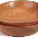 Acacia Wood Serving Bowls, 6 Inch Handcrafted Wooden Individual Bowls Set of 2 for Food/Soup/Salad/Pasta, Use as Snack Holder Plate for Kitchen and Dining