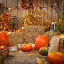 10X8FT Fall Thanksgiving Backdrop Rustic Wooden Floor Barn Golden Pumpkin Harvest Photography Halloween Seamless Vinyl Studio Prop PGT410C
