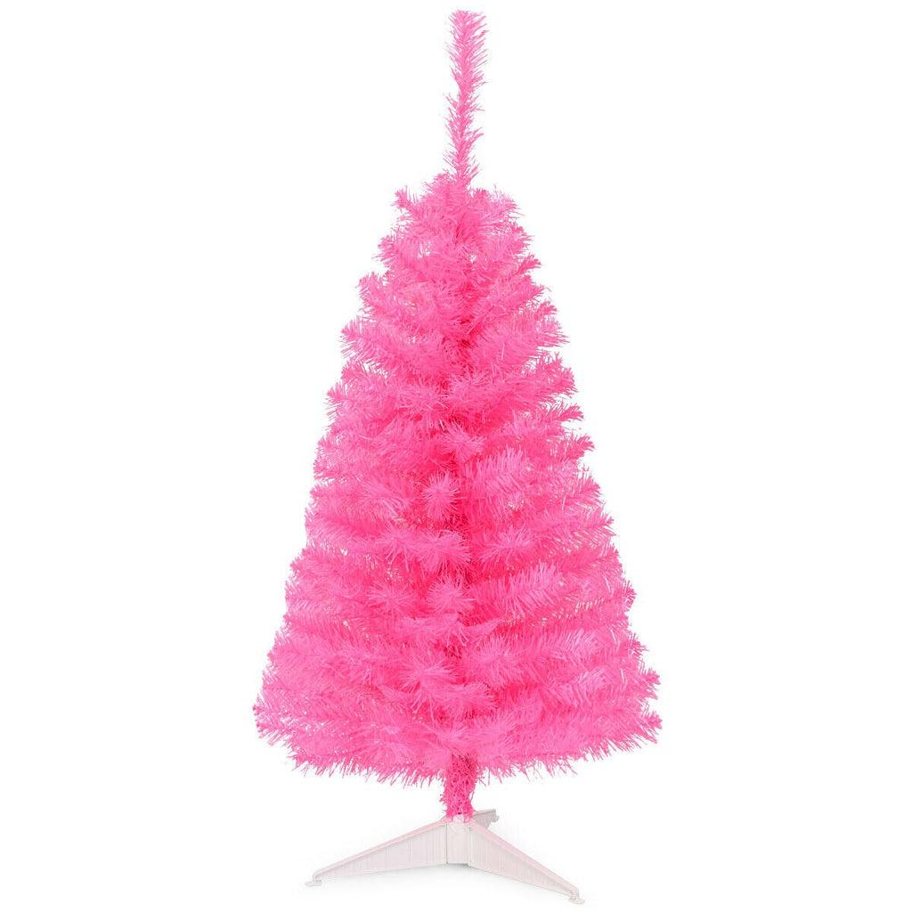 3 ft Premium Artificial Christmas Mini Tree Holiday Season Pink w/ Plastic Stand