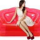 Kigley Inflatable Chair Blow Up Couches Transparent Inflatable Sofa Seat Yard Patio Portable Air Couch Furniture for Outdoor Indoor Camping Beach Room (Double Seat,Red)