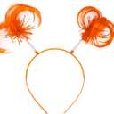 ArtCreativity Orange Ponytail Headbands for Kids - Set of 6 Head Boppers - Cute Tinsel Headband for Girls with Bopper Springs - Adorable Orange Party Favor Accessories - Pom Pom Headbands for Women