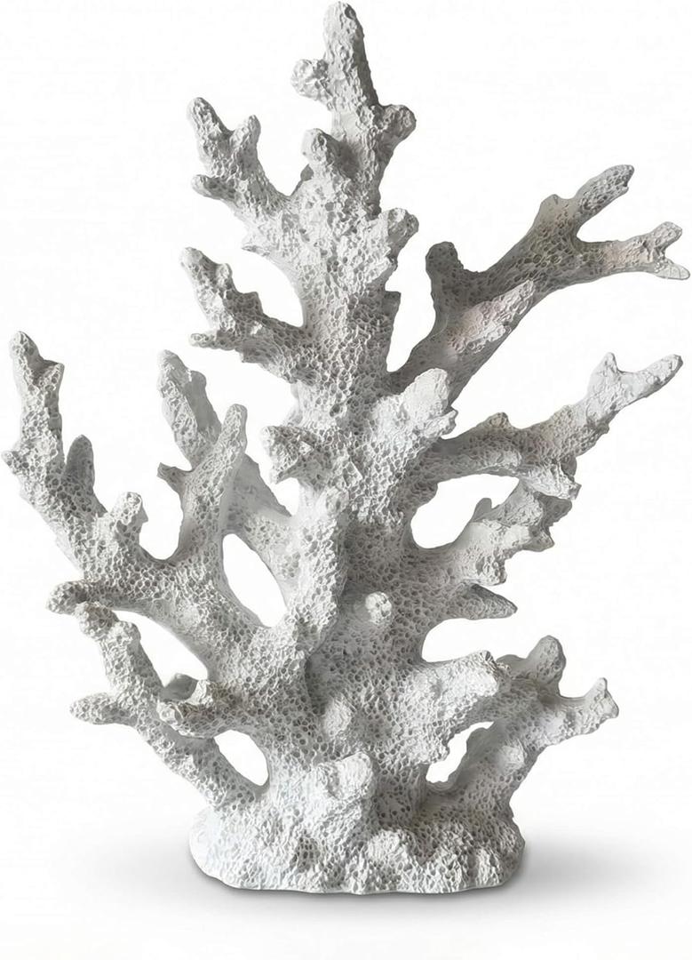 Lifelike Coral Reef Sculpture Statue - Handmade Resin Ocean Decor for Aquarium, Desk, Bathroom, Shelf - Coastal Beach Nautical Theme Gift for Home & Office