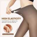 Fleece Lined Tights Sheer Women - Fake Translucent Warm Pantyhose Leggings Sheer Thick Tights for Winter (L)