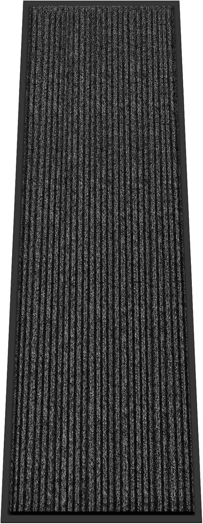 Kuyal Front Door Mat, 3'x10' Indoor Outdoor Entrance Mat, Commercial Floor Mats Inside Outside Entrance, Heavy Duty Durable Welcome, Rubber Backing Non Slip Outdoor Mats for Entryway,Black