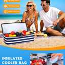 ISEYOU Beach Bag with Cooler, 49L Large Waterproof Sandproof Tote with Zipper, Foldable Travel Bag for Beach, Pool, Picnic, XX-Large