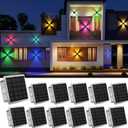AUDLES Solar Fence Lights Outdoor, IP67 Waterproof 4-Sided Glow Solar Wall Lights, RGB 8 Modes Color Changing Solar Garden Light for Patio Pool Step Porch Yard-12 Pack