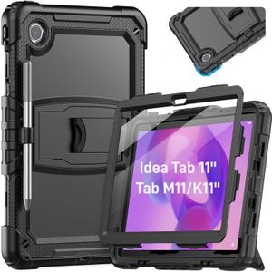 HXCASEAC for Lenovo Idea Tab 11 Case, Tab M11 / K11 Case (TB336FU/TB330FU), Shockproof Design | Screen Protector | Built-in Stand | Pen Holder, Lenovo Idea Tab 11 / M11 Tablet Cover Kids - Black