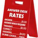 Cool Work Gifts Funny Answer Desk Rates Desk Sign for Men Women Coworker Boss(Answer Desk Rates)