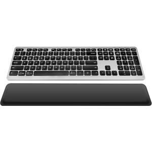 Wireless Keyboard, Bluetooth Keyboard with Leather Palm Rest, Backlighting, Multi-Device Pairing, USB C Rechargeable, for Windows, Mac, iOS, Android, Chrome, Office, Students, Long Hours Typing