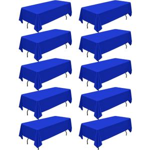 10 Packs Royal Blue Polyester Tablecloth 60 x 102 inch Rectangle Table Cloth for 6 Foot Tables Wrinkle Resistant Washable Fabric Table Cover Polyester Royal Blue Table Cloth for Party,Wedding, Banquet