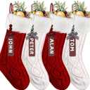 XIMISHOP 4PACK Christmas Stockings,18Inches Large Cable Knitted Stocking Personalized Xmas Hanging Stocking Decorations with Name Tags for Holiday Christmas Party Family Decor(Red White)