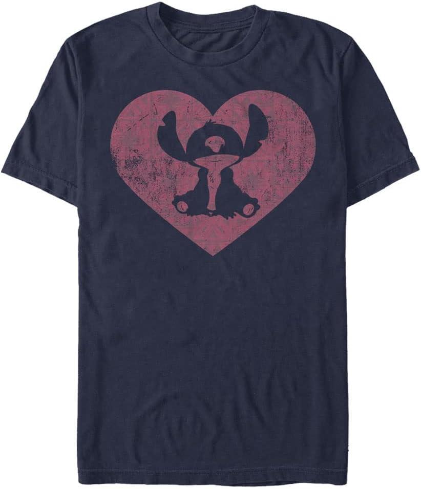 Disney Big & Tall Lilo Stitch Heart Men's Tops Short Sleeve Tee Shirt (Navy Blue Heather) Disney Big & Tall Lilo Stitch Heart Men's Tops Short Sleeve Tee Shirt (Navy Blue Heather)