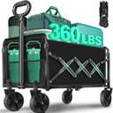 Collapsible Wagon Cart with Wheels Foldable: 360LBS Heavy Duty Folding Utility Wagon - Portable All Terrain Grocery Wagon Cart for Groceries Shopping Outdoor Camping Fishing Sports