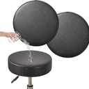 FUANGUI Bar Stool Covers Round Set of 2, Waterproof PU Seat Covers With Elastic Bands, Chair Covers Washable Cushion Slipcover for 12-15 Inch - Black