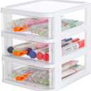 Gagee 3 Drawer Mini Desktop Unit,Plastic dressers with drawers for Arts and Crafts, Small Tools, Sewing Accessories, Stationary, and Hardware,Clear/White Frame