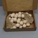 2 Pcs Large Wood Bead Garland with 1.57" Diameter Wood Beads and Tassel, Decorative Beads Boho Home Decor 40'' Long Oversized Wooden Beads Garland Table Decoration for Tiered Tray Wall (White)