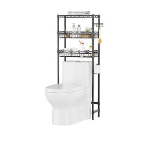 SINGAYE Over-The-Toilet Storage Rack 3-Tier Bathroom Organizer and Storage Shelf Over Toilet with Adjustable Shelf and Basket Freestanding Space Saver Bathroom Shelves Above Toilet for Room Black