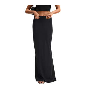 KIFOVEN Women's High Waist Elastic Flare Sexy Bodycon Basic Slim Maxi Skirt, size Large