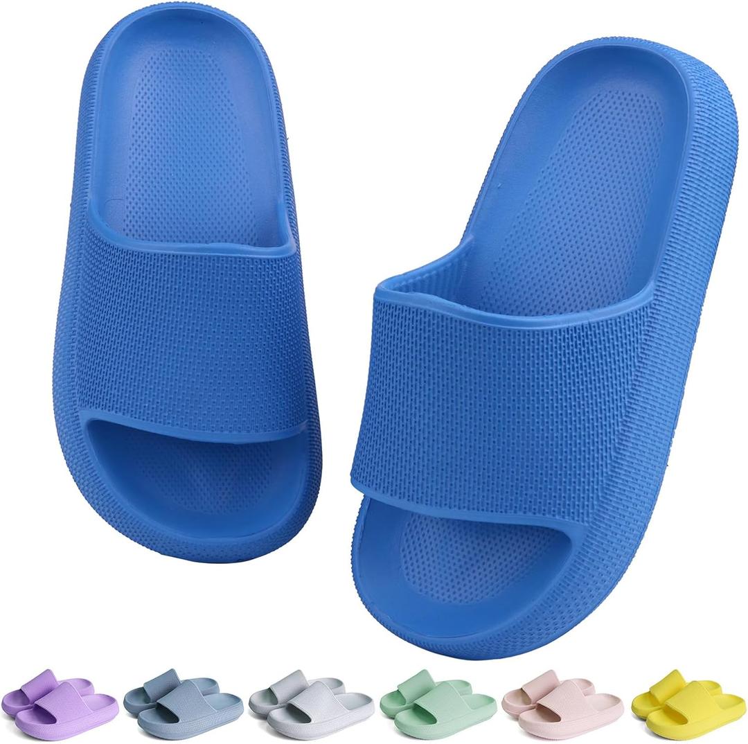 KOUECI Kids Cloud Slides Boys Girls Shower Slippers Slip on Slide Sandals Non-slip Summer Beach Pool Shoes (11 Little Kid, Dark Blue)
